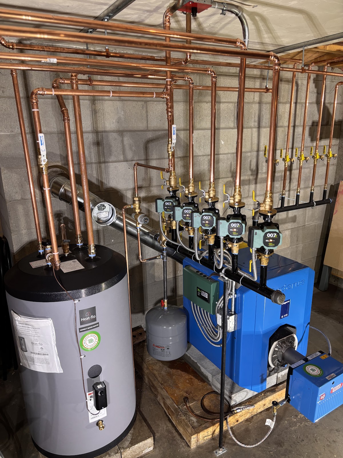 Copper piping and water heater installed by Seamus Browne Plumbing & Heating